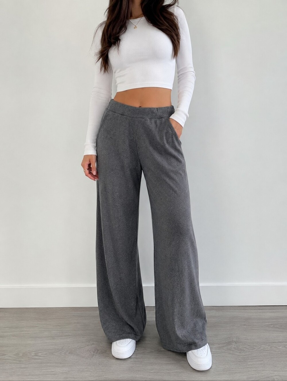 Splendid Knit Gray Wide Leg Pants Size L